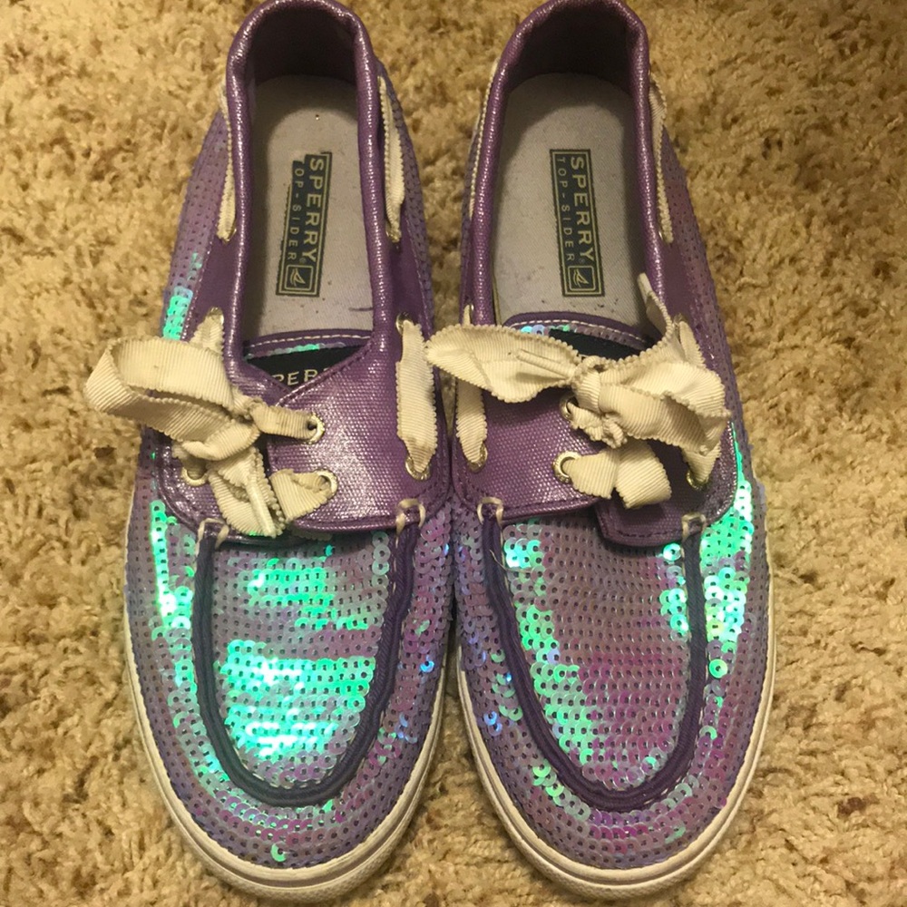 Purple sequin iridescent Sperrys